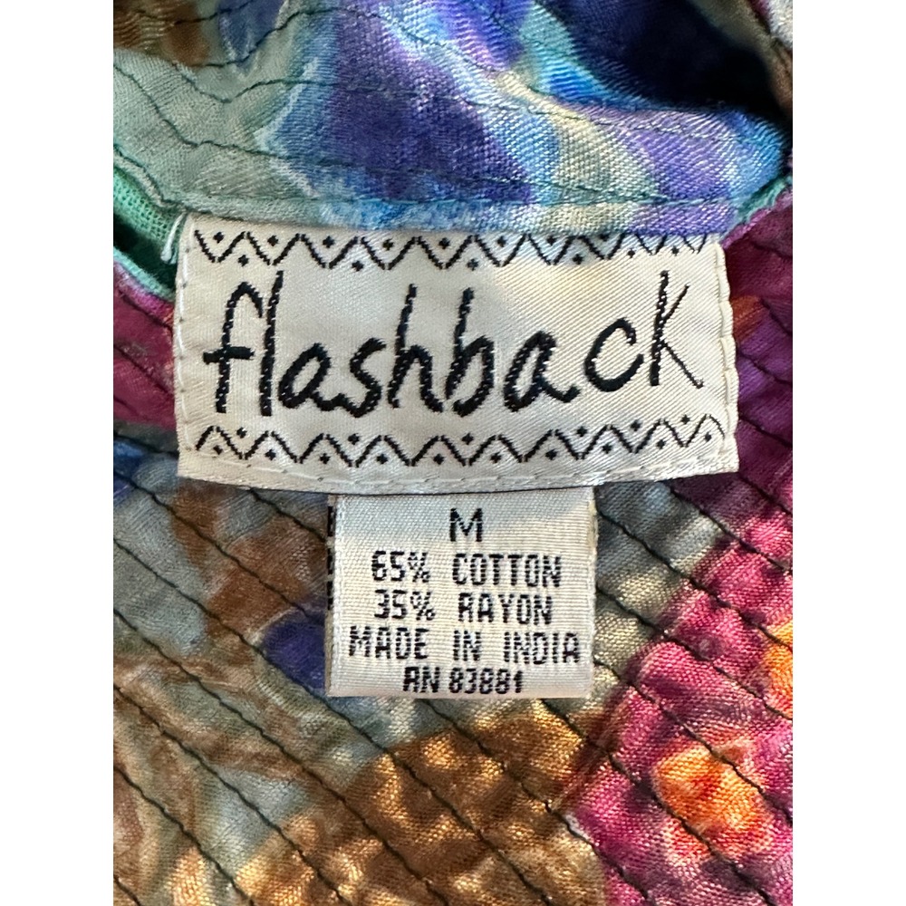 Flashback Reversible Quilted Jacket Size M Purple Green Patchwork Embroidered M - Picture 10 of 11